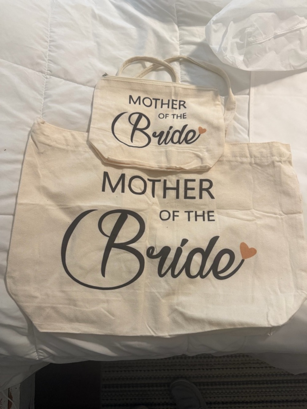 Mother of the Bride Canvas Tote Set in Cream